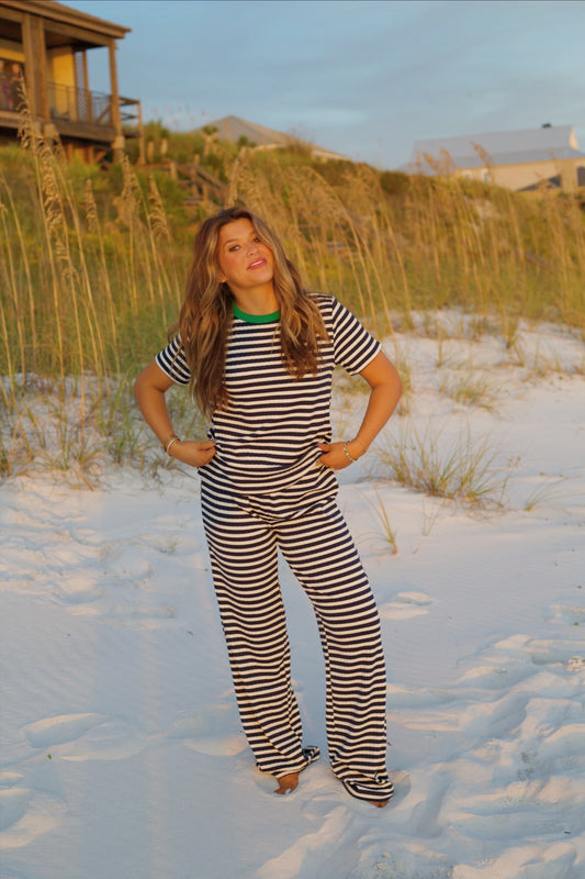 Navy Stripe Lounge Set