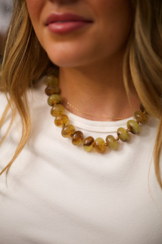 Green and Brown Beaded Necklace