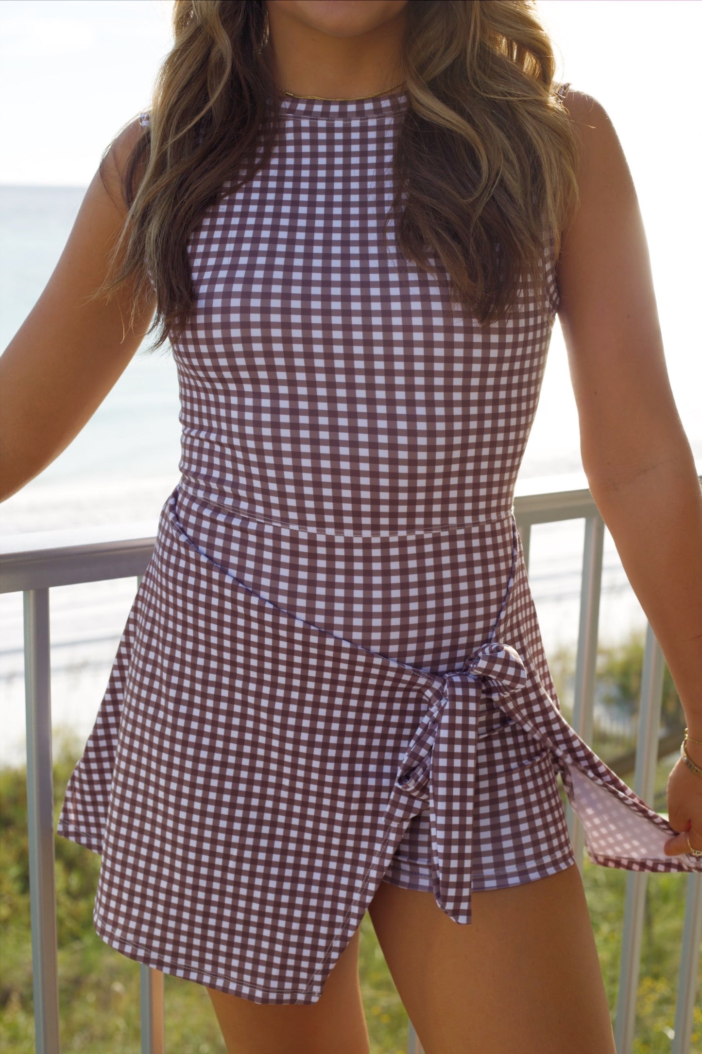 Gingham Brown Dress