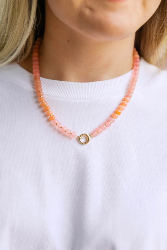 Coral Marble Beaded Necklace